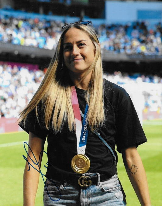 Signed Janine Beckie Team Canada Soccer Gold 2020 Tokyo Olympics 8x10 Photo #1