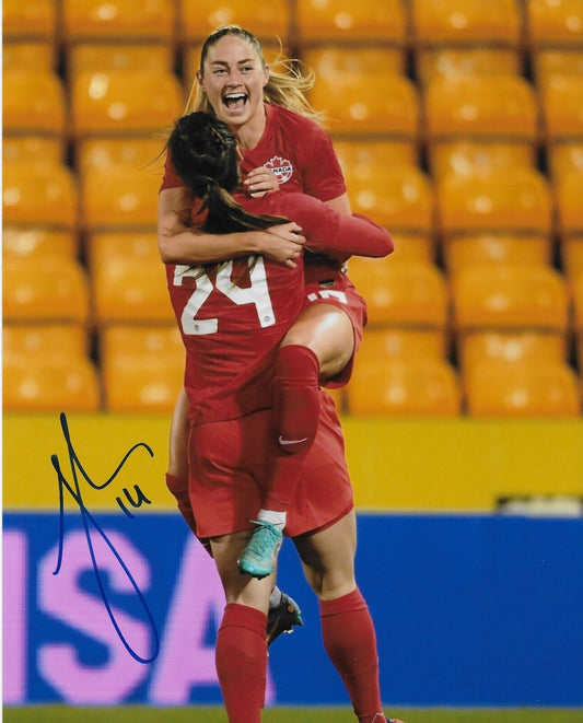 Signed Janine Beckie Team Canada Soccer Gold 2020 Tokyo Olympics 8x10 Photo #2