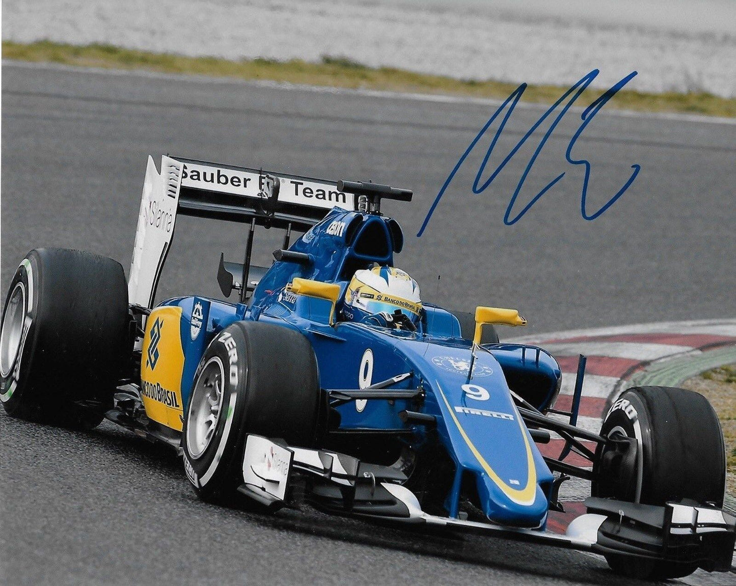 Photo 8x10 signée Marcus Ericsson, pilote de Formule 1 Sauber Racing #4 Original