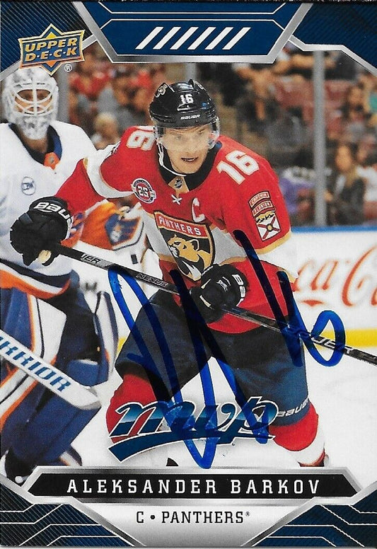Signed Aleksander Barkov 2019/20 UD MVP Florida Panthers Card #1 Original