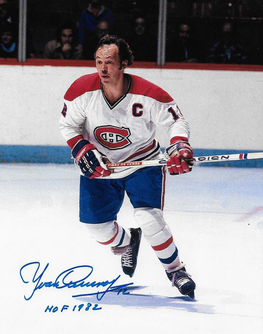 Signed Yvan Cournoyer Montreal Canadiens 8x10 #2 Photo with Hof F 82 Inscription