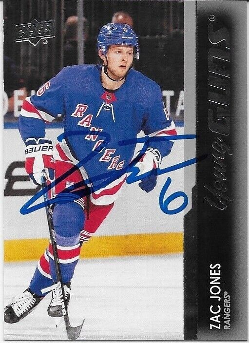 Signed Zac Jones 2021-22 Upper Deck New York Rangers Young Guns Rookie Card