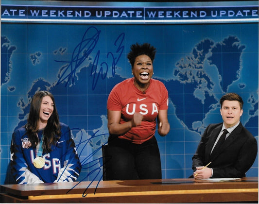 Photo autographiée 8x10 originale de Hilary Knight Team USA Leslie Jones SNL