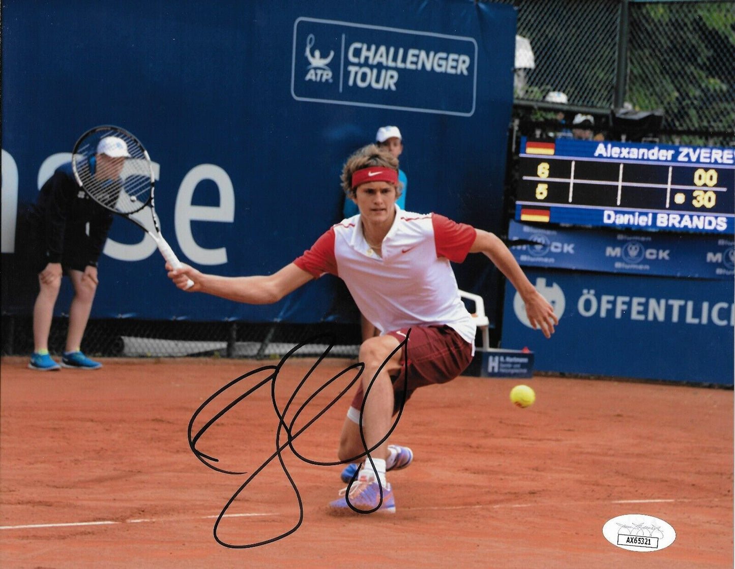 Photo 8x10 originale signée Alexander Zverev ATP Tennis #2 avec authentification JSA
