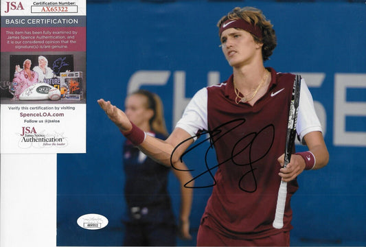 Photo 8x10 originale signée Alexander Zverev ATP Tennis #3 avec authentification JSA
