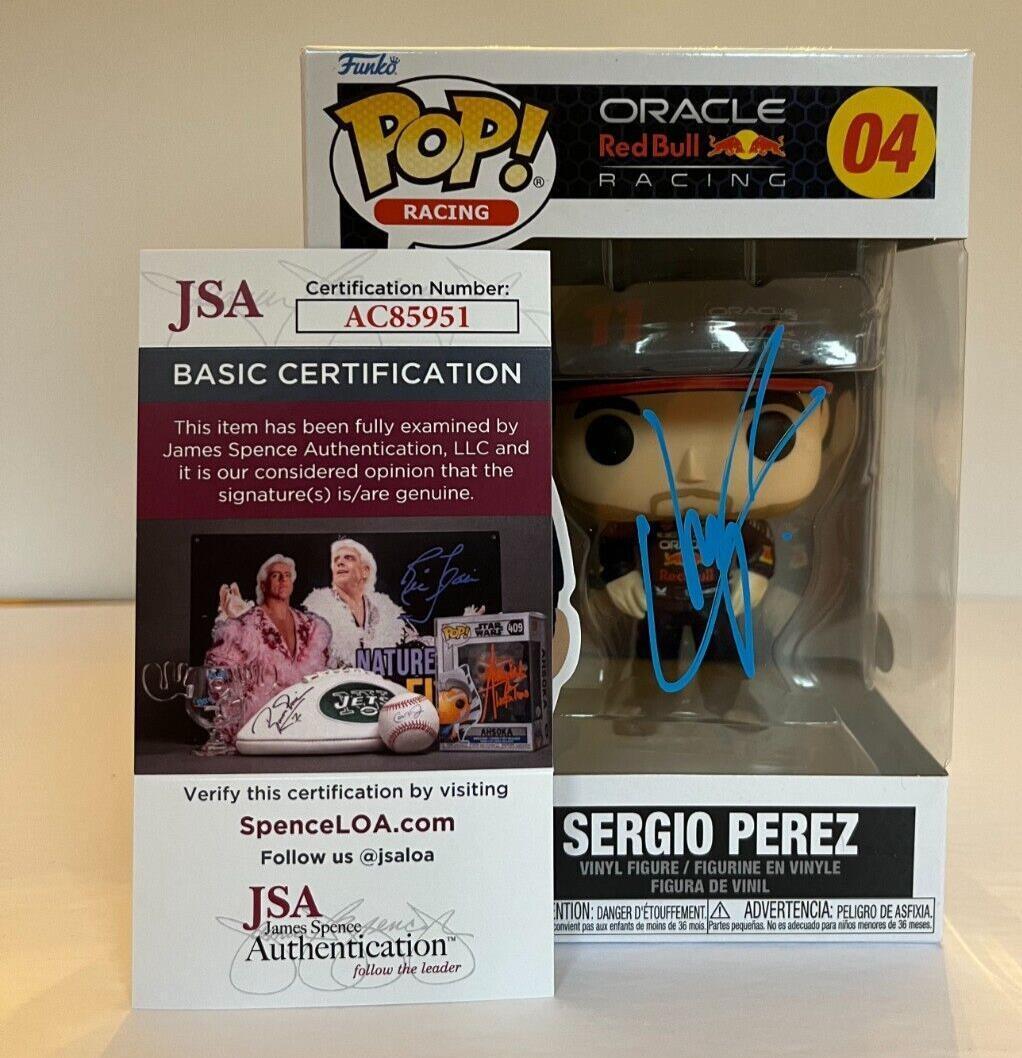 Funko Pop JSA Cert de Formule 1 Red Bull autographié par Sergio Perez