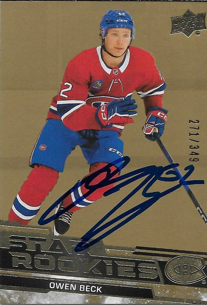 Signed Owen Beck Star Rookies 2023-24 UD Montreal Canadiens Rookie Card 271/349