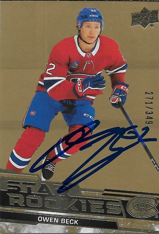 Signed Owen Beck Star Rookies 2023-24 UD Montreal Canadiens Rookie Card 271/349