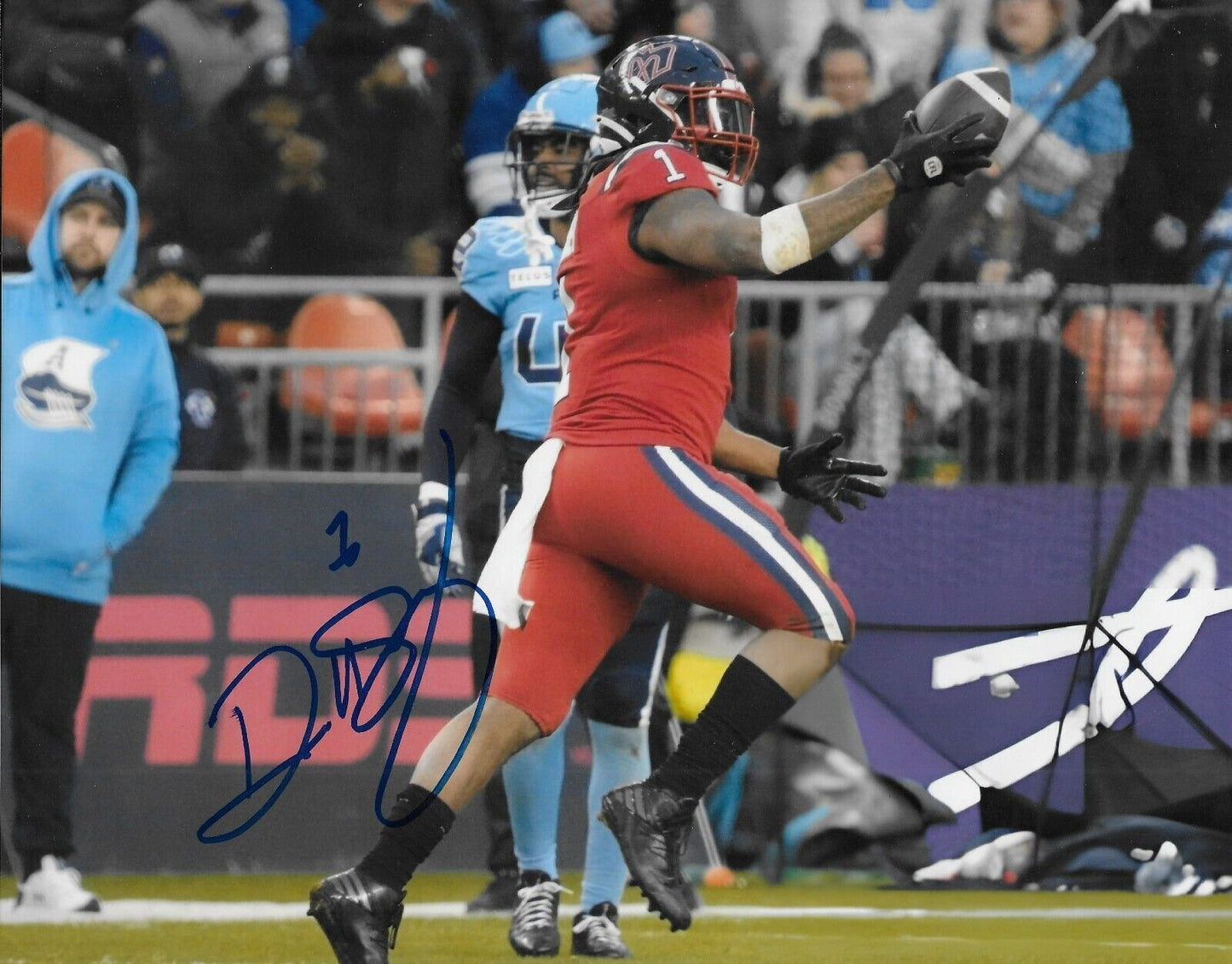 Photo autographiée 8x10 des Alouettes de Montréal signée Darnell Sankey #2