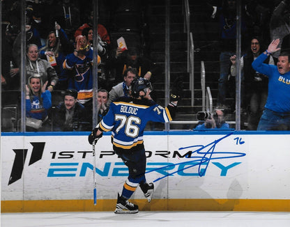 Photo autographiée 8x10 de Zachary Bolduc des Blues de St. Louis #2 originale
