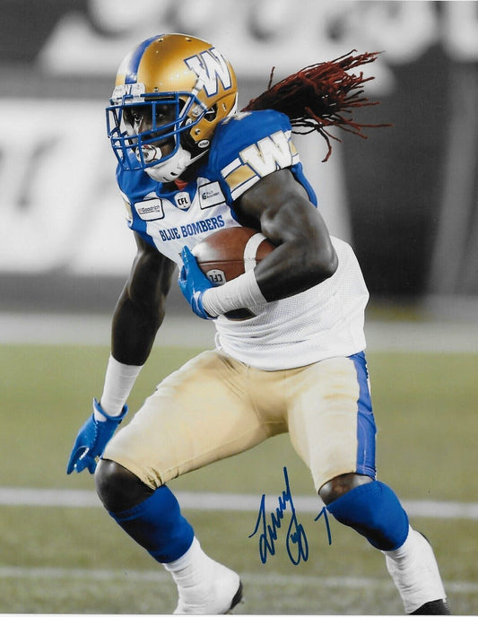Signed Lucky Whitehead Winnipeg Blue Bombers Autographed 8x10 Photo #1 Original