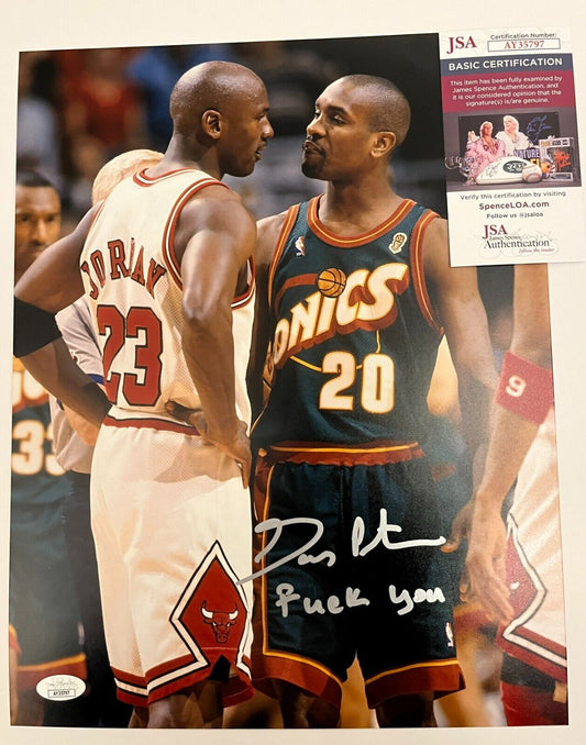 Photo 11x14 signée Gary Payton Seattle Supersonics #1 avec authentification JSA