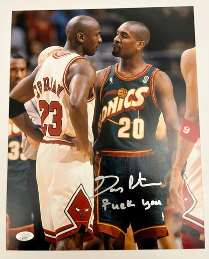 Photo 11x14 signée Gary Payton Seattle Supersonics #1 avec authentification JSA