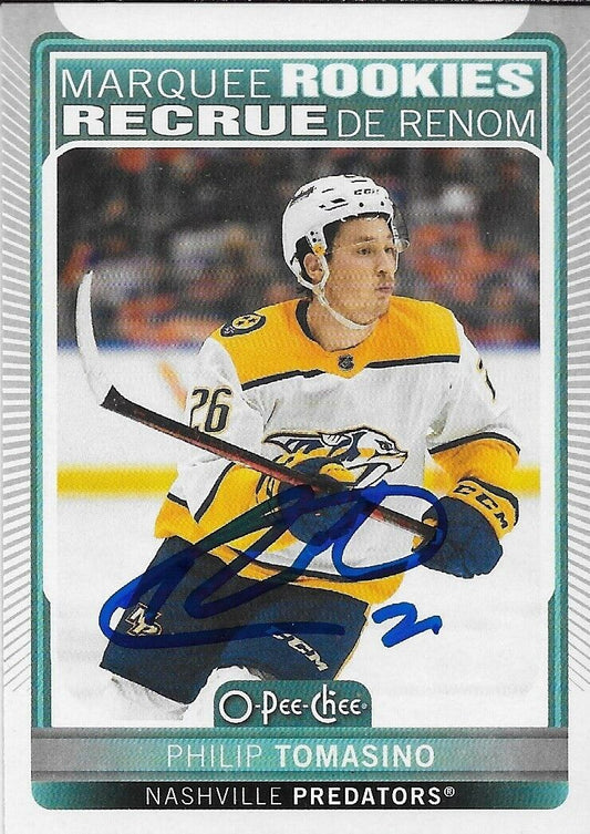 Signed Philip Tomasino 21-22 O-Pee Chee Marquee Rookie Nashville Predators Card