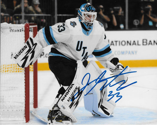 Photo 8x10 autographiée par Jaxson Stauber du club de hockey de l'Utah #2 originale