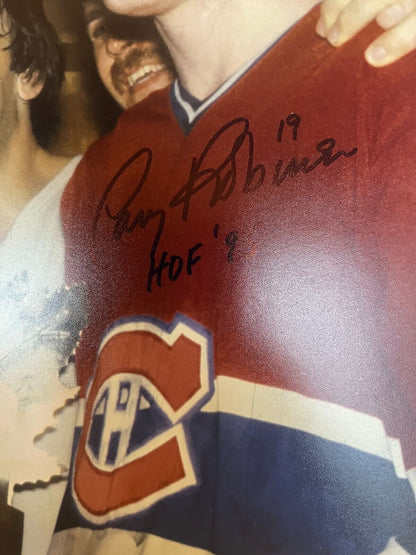 Photo 11x14 signée par Serge Savard, Guy Lapointe et Larry Robinson des Canadiens avec JSA 1a