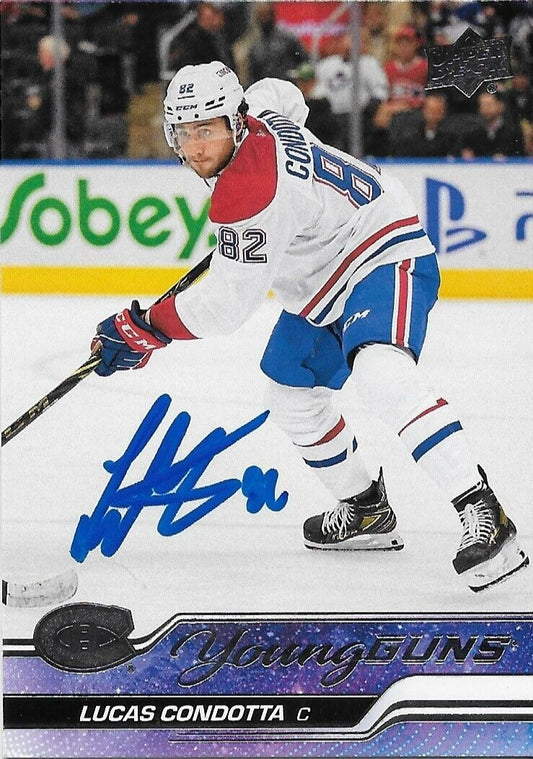 Signed Lucas Condotta Young Guns 2023-24 UD Montreal Canadiens Rookie Card