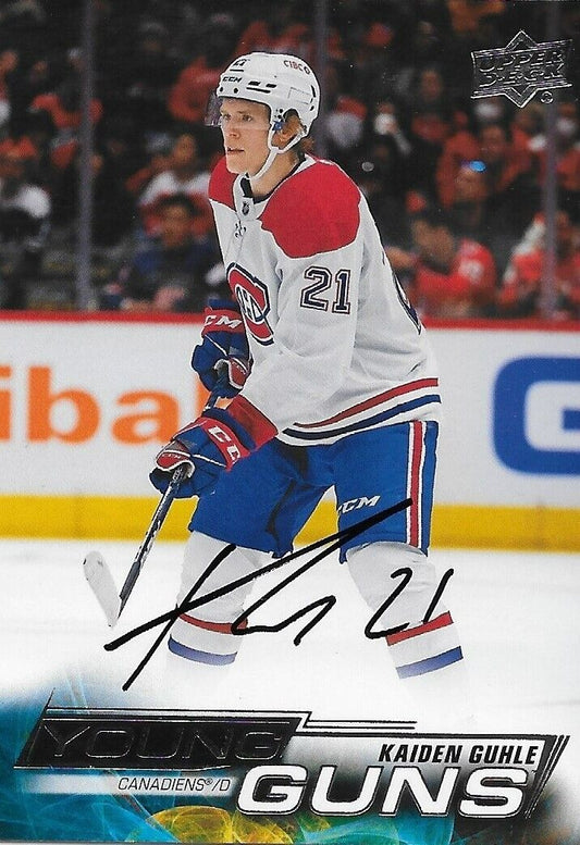 Signed Kaiden Guhle Young Guns 2022-23 UD Montreal Canadiens Rookie Card