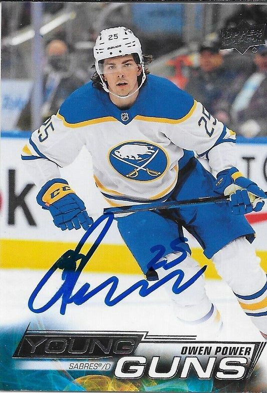 Signed Owen Power Young Guns 2022-23 UD Buffalo Sabres Rookie Card