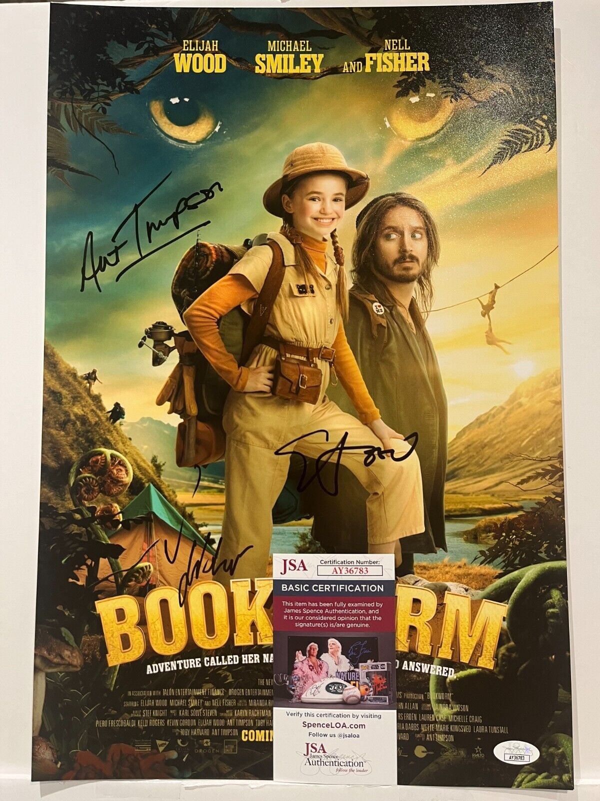 Photo signée Bookworm 12x18 Elijah Wood Nell Fisher Ant Timpson Acteur JSA