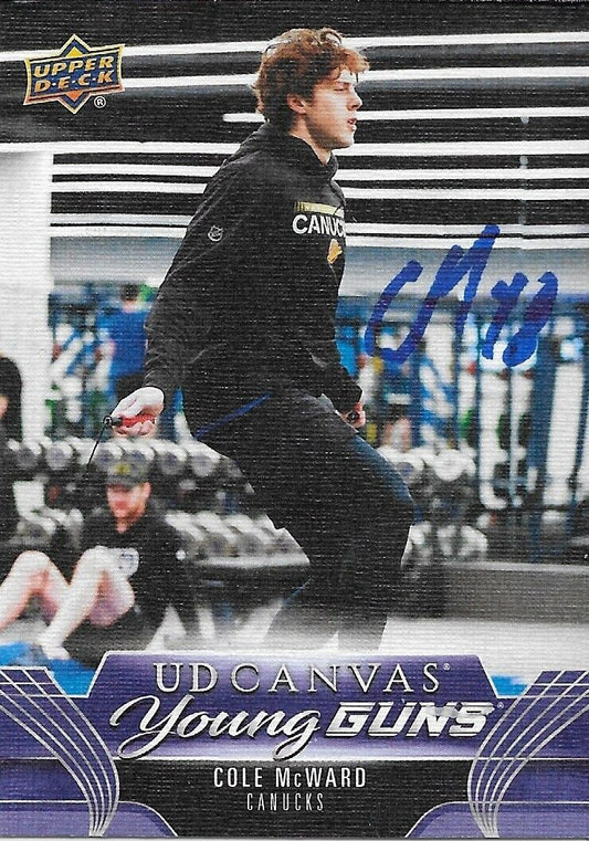Signed Cole McWard Young Guns 23-24 UD Canvas Vancouver Canucks Rookie Card