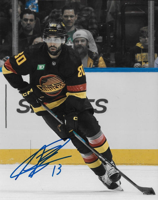 Photo autographiée 8x10 signée Arshdeep Bains Vancouver Canucks #3 Original