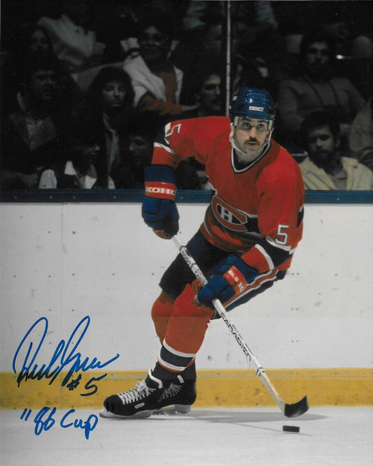Signed Rick Green Montreal Canadiens with 86 Cup 8x10 Photo #1 Private Signing