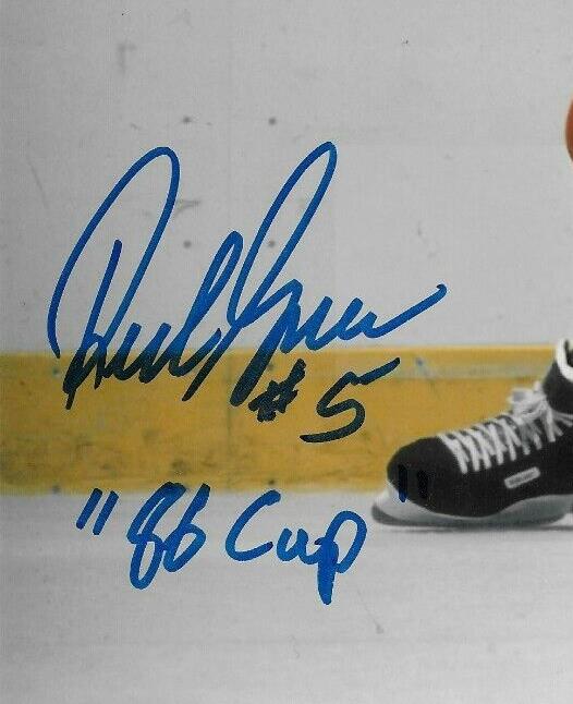 Photo 8x10 de la Coupe 86 signée par Rick Green, Canadiens de Montréal, n° 1, séance privée