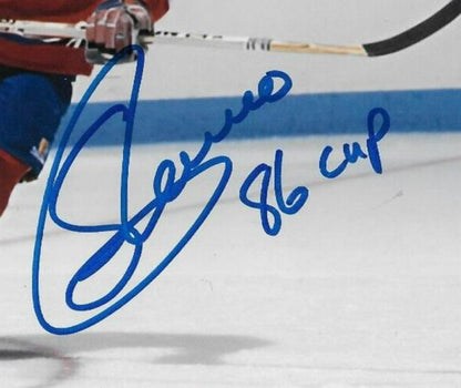 Photo 8x10 signée Sergio Momesso Canadiens de Montréal avec la Coupe 86 #1 Signature privée