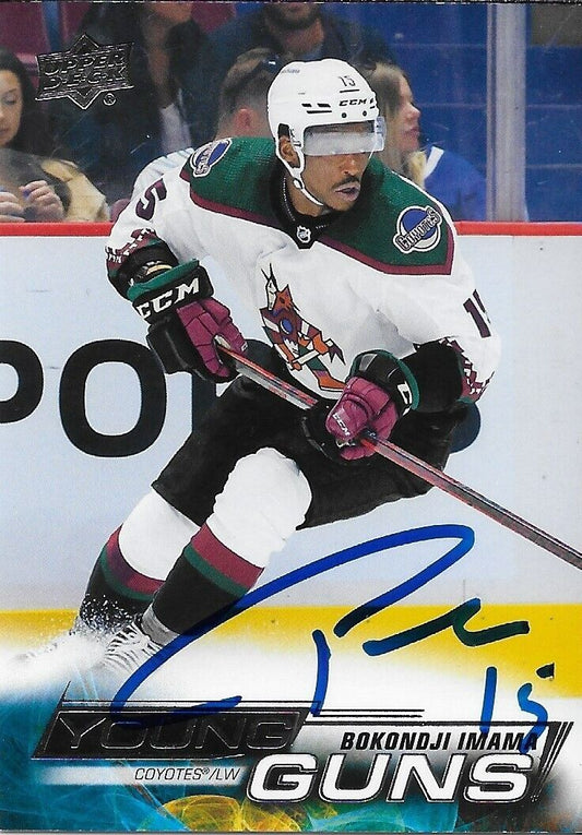 Signed Bokondji Imama Young Guns 22-23 Upper Deck Arizona Coyotes Rookie Card