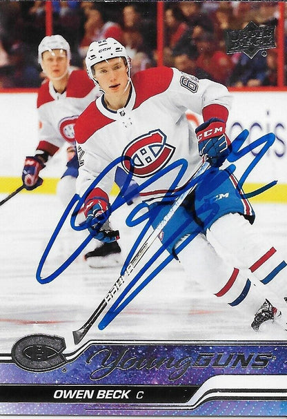 Signed Owen Beck Young Guns 2023-24 UD Montreal Canadiens Rookie Card Original