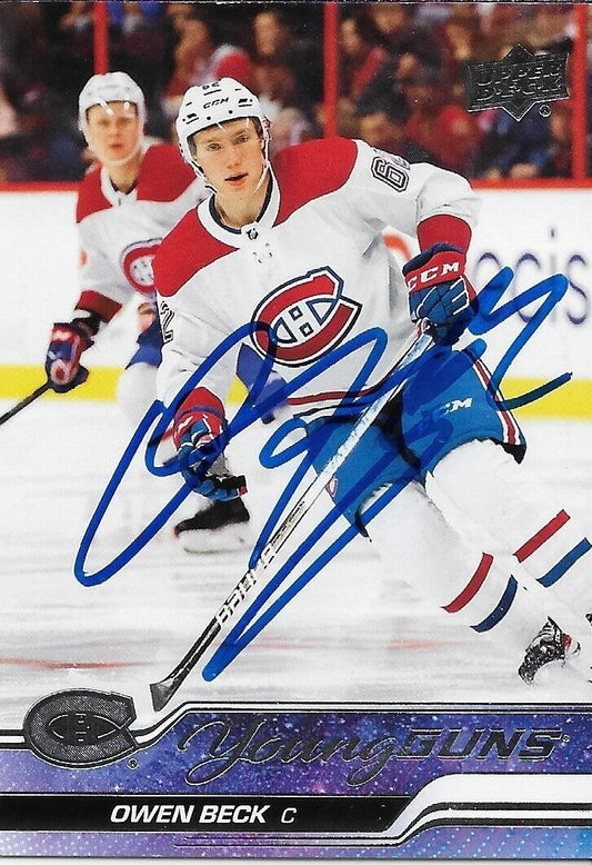 Signed Owen Beck Young Guns 2023-24 UD Montreal Canadiens Rookie Card Original