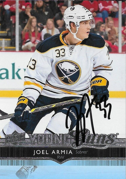 Carte de recrue originale signée Joel Armia Young Guns UD 2014-15 des Buffalo Sabres