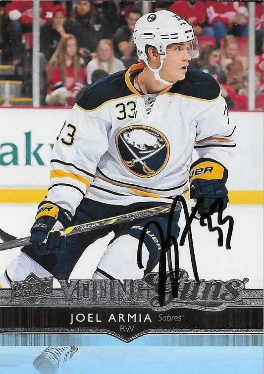 Carte de recrue originale signée Joel Armia Young Guns UD 2014-15 des Buffalo Sabres