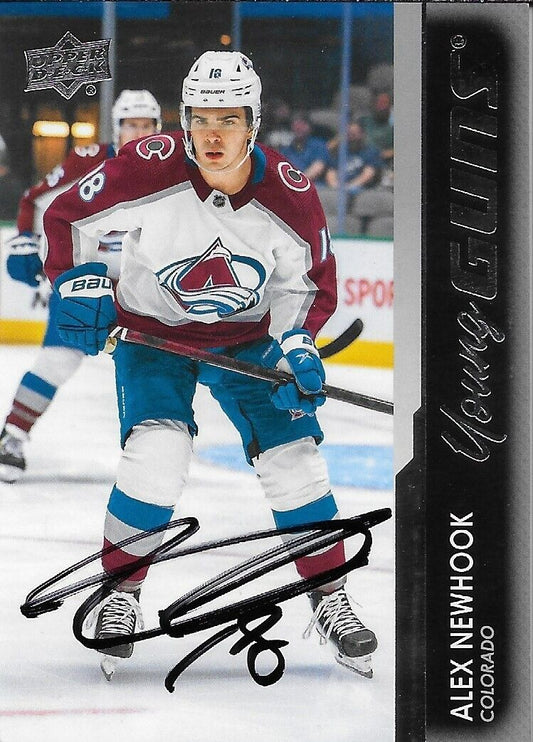 Signed Alex Newhook Young Guns 21-22 UD Colorado Avalanche Rookie Card Original
