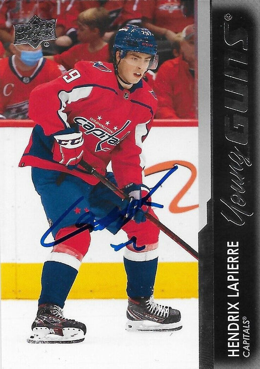 Signed Hendrix Lapierre Young Guns 2021-22 UD Washington Capitals Rookie Card