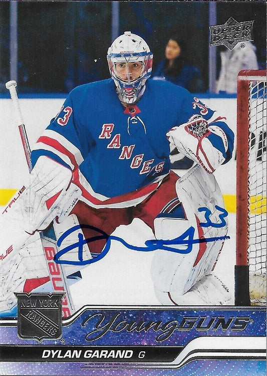 Signed Dylan Garand Young Guns 2023-24 UD New York Rangers Rookie Card