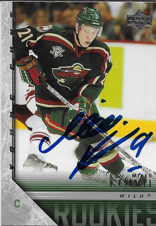 Signed Mikko Koivu Young Guns 2005-06 UD Autographed  Minnesota Wild Rookie Card