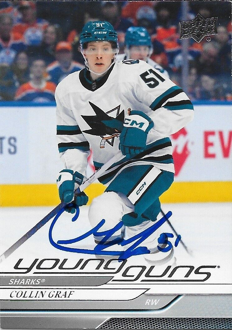 Signed Collin Graf 2024-25 UD Young Guns San Jose Sharks Rookie Card
