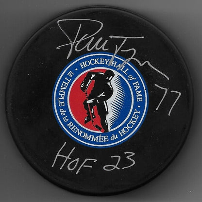 Signed Pierre Turgeon Hockey Hall of Fame Puck HOF 23 Inscription Private Signin