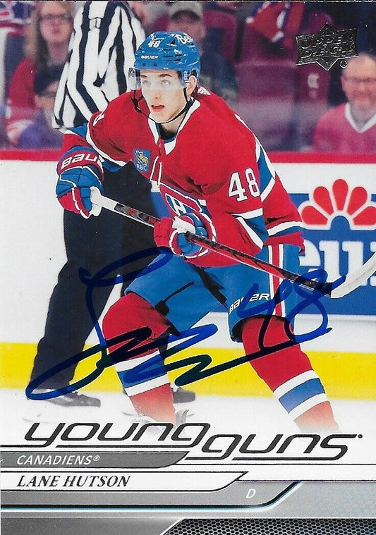 Signed Lane Hutson 24-25 UD Young Guns  Montreal Canadiens Rookie Card Original