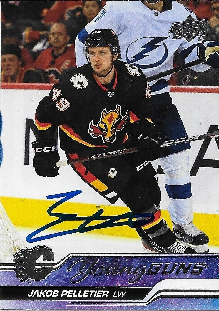 Signed Jakob Pelletier 2023-24 UD Young Guns Calgary Flames Rookie Card