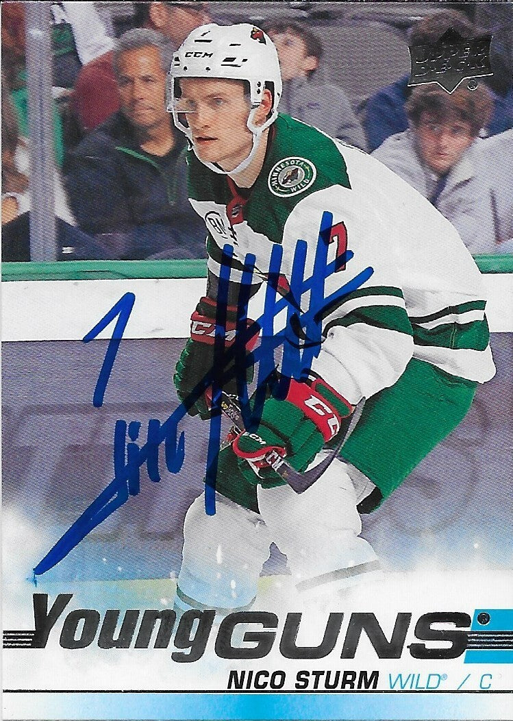 Signed Nico Sturm 2019-20 UD Young Guns Minnesota Wild Rookie Card