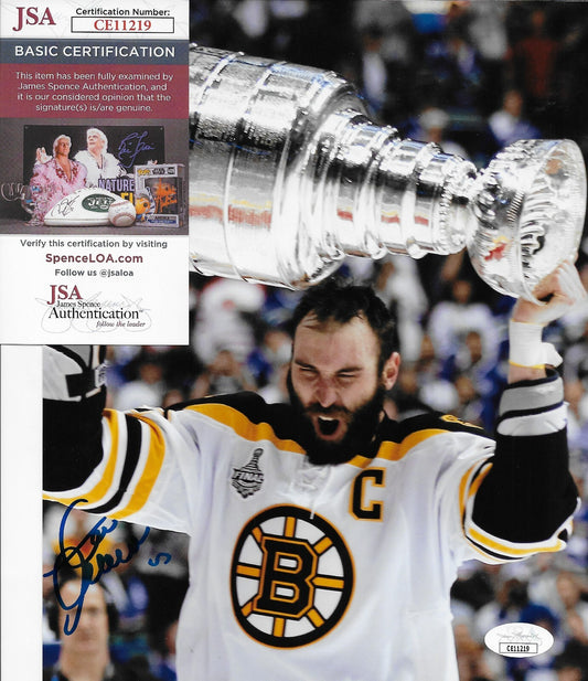 Signed Zdeno Chara Boston Bruins Stanley Cup 8x10 Photo #1 w JSA Authentication