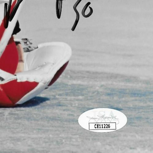 Signed Ed Belfour Chicago Blackhawks Goalie 8x10 Photo #1 w JSA Authentication