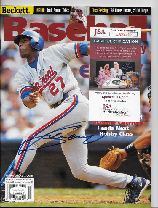 Signed Vladimir Guerrero Montreal Expos Beckett Baseball with JSA Authentication