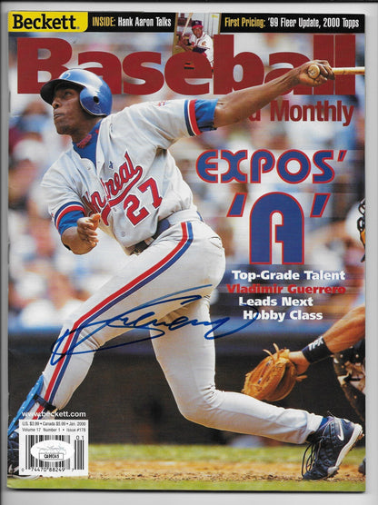 Signed Vladimir Guerrero Montreal Expos Beckett Baseball with JSA Authentication