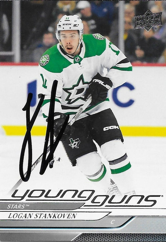 Signed Logan Stankoven Young Guns 2024-25 UD Dallas Stars Rookie Card