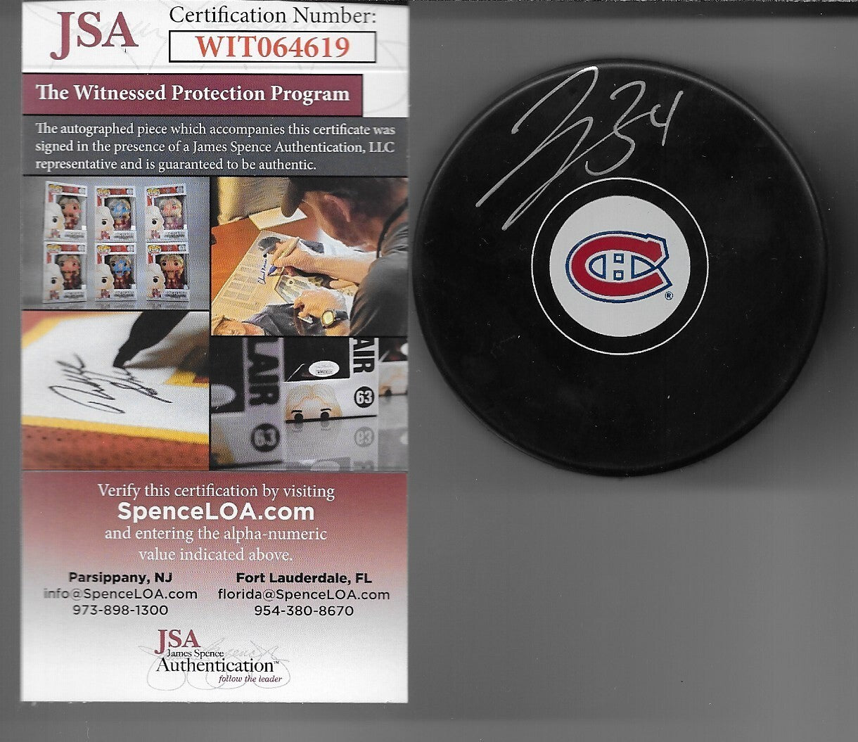 Signed Montreal Canadiens Jake Allen Hockey Puck Original Private Signing w JSA