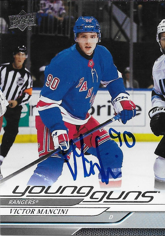 Signed Victor Mancini 2024-25 UD New York Rangers Young Guns Rookie Card
